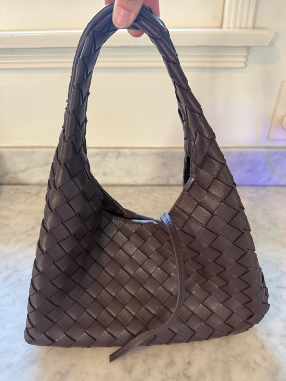 Woven lambskin Leather Bag wine color